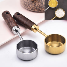 Load image into Gallery viewer, 15ml Wooden Handle Stainless Steel Measuring Spoon Coffee Powder Milk Powder Spoon, Silver, Gold