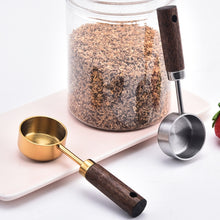 Load image into Gallery viewer, 15ml Wooden Handle Stainless Steel Measuring Spoon Coffee Powder Milk Powder Spoon, Silver, Gold