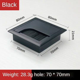 ABS Table Rectangle Wire Hole Cover Outlet Port With Brush PC Desk Cable Organizer, 80x80mm Black, 80x80mm Silver, 80x160mm Black, 80x160mm Silver, 80x160mm White, 100x200mm Silver