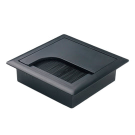 ABS Table Rectangle Wire Hole Cover Outlet Port With Brush PC Desk Cable Organizer, 80x80mm Black, 80x80mm Silver, 80x160mm Black, 80x160mm Silver, 80x160mm White, 100x200mm Silver