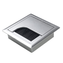 Load image into Gallery viewer, ABS Table Rectangle Wire Hole Cover Outlet Port With Brush PC Desk Cable Organizer, 80x80mm Black, 80x80mm Silver, 80x160mm Black, 80x160mm Silver, 80x160mm White, 100x200mm Silver