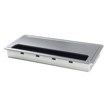 Load image into Gallery viewer, ABS Table Rectangle Wire Hole Cover Outlet Port With Brush PC Desk Cable Organizer, 80x80mm Black, 80x80mm Silver, 80x160mm Black, 80x160mm Silver, 80x160mm White, 100x200mm Silver