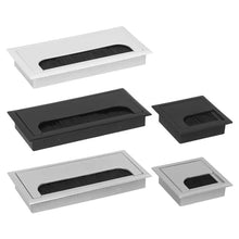 Load image into Gallery viewer, ABS Table Rectangle Wire Hole Cover Outlet Port With Brush PC Desk Cable Organizer, 80x80mm Black, 80x80mm Silver, 80x160mm Black, 80x160mm Silver, 80x160mm White, 100x200mm Silver
