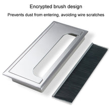 Load image into Gallery viewer, ABS Table Rectangle Wire Hole Cover Outlet Port With Brush PC Desk Cable Organizer, 80x80mm Black, 80x80mm Silver, 80x160mm Black, 80x160mm Silver, 80x160mm White, 100x200mm Silver