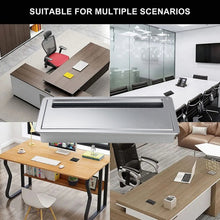 Load image into Gallery viewer, ABS Table Rectangle Wire Hole Cover Outlet Port With Brush PC Desk Cable Organizer, 80x80mm Black, 80x80mm Silver, 80x160mm Black, 80x160mm Silver, 80x160mm White, 100x200mm Silver