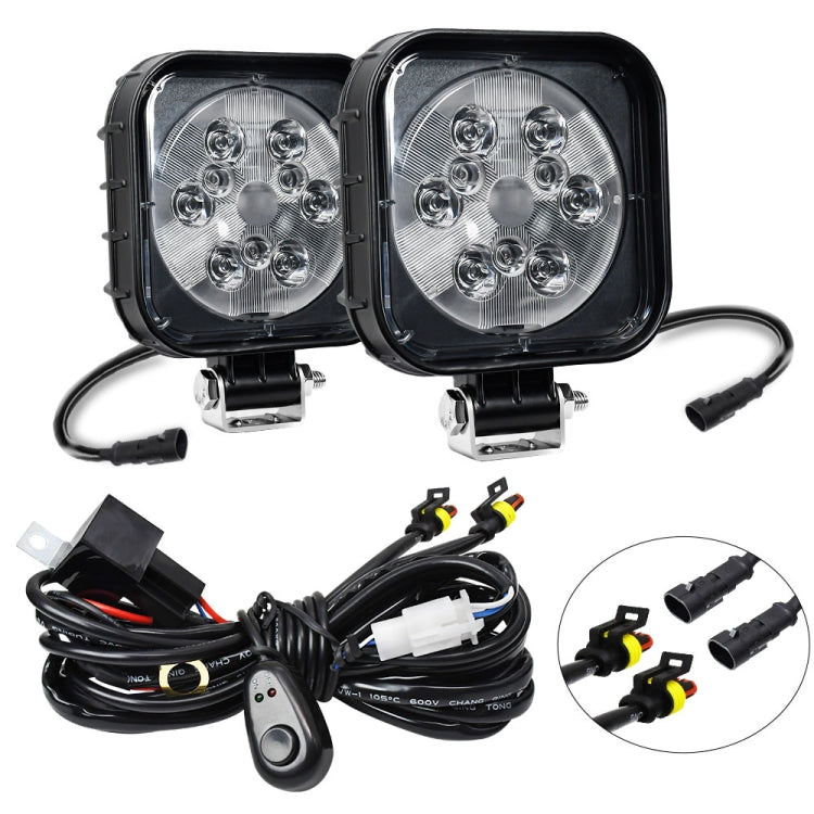 12W 9-30V Car Mixed Light Work Light With Wire Set, Square, Round