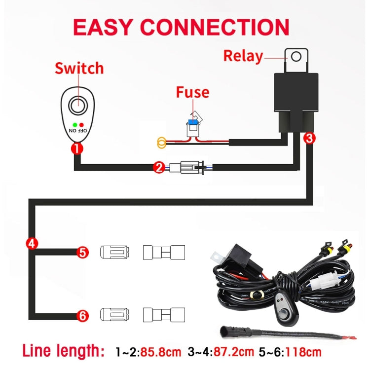 12W 9-30V Car Mixed Light Work Light With Wire Set, Square, Round