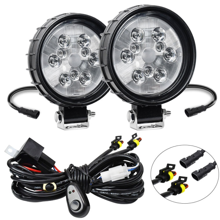 12W 9-30V Car Mixed Light Work Light With Wire Set, Square, Round