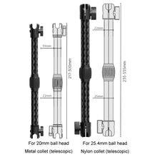 Load image into Gallery viewer, Telescopic Car Phone Mount Extension Arm Double Jointed Swivel Carbon Fiber Bracket Connecting Rod, 217-300mm For 20mm Ball Head, 235-335mm For 25.4mm Ball Head