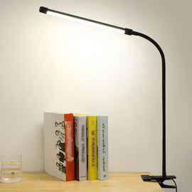 LED Table Lamp With Clamp & Flexible Gooseneck USB Reading Light Bedside Lamp