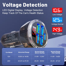 Load image into Gallery viewer, 5 in 1 3-line Multi-port Car Charger With Digital Voltage Display