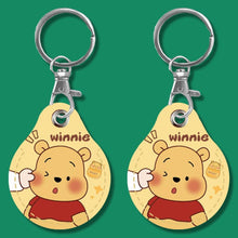 Load image into Gallery viewer, 2pcs Cute Sensor Access Door Card Cover Keychain Elevator Water Drops Round Key Holder, Black, Pink, Wine Red, Pinch Winnie the Pooh, Pinch Strawberry Bear, Purple Rabbit, Cookie Doraemon, Fortune Cat, Circus, Starry Bear, Starry Bunny, Rich Woman Red ...