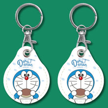 Load image into Gallery viewer, 2pcs Cute Sensor Access Door Card Cover Keychain Elevator Water Drops Round Key Holder, Black, Pink, Wine Red, Pinch Winnie the Pooh, Pinch Strawberry Bear, Purple Rabbit, Cookie Doraemon, Fortune Cat, Circus, Starry Bear, Starry Bunny, Rich Woman Red ...