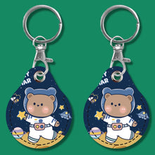 Load image into Gallery viewer, 2pcs Cute Sensor Access Door Card Cover Keychain Elevator Water Drops Round Key Holder, Black, Pink, Wine Red, Pinch Winnie the Pooh, Pinch Strawberry Bear, Purple Rabbit, Cookie Doraemon, Fortune Cat, Circus, Starry Bear, Starry Bunny, Rich Woman Red ...