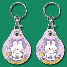 Load image into Gallery viewer, 2pcs Cute Sensor Access Door Card Cover Keychain Elevator Water Drops Round Key Holder, Black, Pink, Wine Red, Pinch Winnie the Pooh, Pinch Strawberry Bear, Purple Rabbit, Cookie Doraemon, Fortune Cat, Circus, Starry Bear, Starry Bunny, Rich Woman Red ...