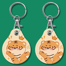 Load image into Gallery viewer, 2pcs Cute Sensor Access Door Card Cover Keychain Elevator Water Drops Round Key Holder, Black, Pink, Wine Red, Pinch Winnie the Pooh, Pinch Strawberry Bear, Purple Rabbit, Cookie Doraemon, Fortune Cat, Circus, Starry Bear, Starry Bunny, Rich Woman Red ...