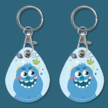 Load image into Gallery viewer, 2pcs Cute Sensor Access Door Card Cover Keychain Elevator Water Drops Round Key Holder, Black, Pink, Wine Red, Pinch Winnie the Pooh, Pinch Strawberry Bear, Purple Rabbit, Cookie Doraemon, Fortune Cat, Circus, Starry Bear, Starry Bunny, Rich Woman Red ...