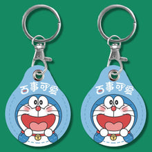 Load image into Gallery viewer, 2pcs Cute Sensor Access Door Card Cover Keychain Elevator Water Drops Round Key Holder, Black, Pink, Wine Red, Pinch Winnie the Pooh, Pinch Strawberry Bear, Purple Rabbit, Cookie Doraemon, Fortune Cat, Circus, Starry Bear, Starry Bunny, Rich Woman Red ...