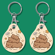 Load image into Gallery viewer, 2pcs Cute Sensor Access Door Card Cover Keychain Elevator Water Drops Round Key Holder, Black, Pink, Wine Red, Pinch Winnie the Pooh, Pinch Strawberry Bear, Purple Rabbit, Cookie Doraemon, Fortune Cat, Circus, Starry Bear, Starry Bunny, Rich Woman Red ...