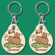 Load image into Gallery viewer, 2pcs Cute Sensor Access Door Card Cover Keychain Elevator Water Drops Round Key Holder, Black, Pink, Wine Red, Pinch Winnie the Pooh, Pinch Strawberry Bear, Purple Rabbit, Cookie Doraemon, Fortune Cat, Circus, Starry Bear, Starry Bunny, Rich Woman Red ...