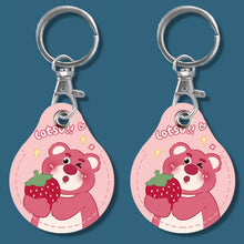 Load image into Gallery viewer, 2pcs Cute Sensor Access Door Card Cover Keychain Elevator Water Drops Round Key Holder, Black, Pink, Wine Red, Pinch Winnie the Pooh, Pinch Strawberry Bear, Purple Rabbit, Cookie Doraemon, Fortune Cat, Circus, Starry Bear, Starry Bunny, Rich Woman Red ...