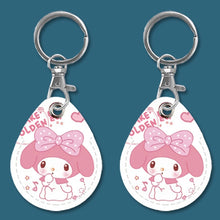 Load image into Gallery viewer, 2pcs Cute Sensor Access Door Card Cover Keychain Elevator Water Drops Round Key Holder, Black, Pink, Wine Red, Pinch Winnie the Pooh, Pinch Strawberry Bear, Purple Rabbit, Cookie Doraemon, Fortune Cat, Circus, Starry Bear, Starry Bunny, Rich Woman Red ...