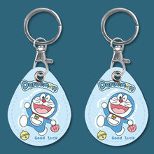 Load image into Gallery viewer, 2pcs Cute Sensor Access Door Card Cover Keychain Elevator Water Drops Round Key Holder, Black, Pink, Wine Red, Pinch Winnie the Pooh, Pinch Strawberry Bear, Purple Rabbit, Cookie Doraemon, Fortune Cat, Circus, Starry Bear, Starry Bunny, Rich Woman Red ...