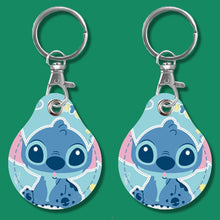 Load image into Gallery viewer, 2pcs Cute Sensor Access Door Card Cover Keychain Elevator Water Drops Round Key Holder, Black, Pink, Wine Red, Pinch Winnie the Pooh, Pinch Strawberry Bear, Purple Rabbit, Cookie Doraemon, Fortune Cat, Circus, Starry Bear, Starry Bunny, Rich Woman Red ...