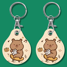 Load image into Gallery viewer, 2pcs Cute Sensor Access Door Card Cover Keychain Elevator Water Drops Round Key Holder, Black, Pink, Wine Red, Pinch Winnie the Pooh, Pinch Strawberry Bear, Purple Rabbit, Cookie Doraemon, Fortune Cat, Circus, Starry Bear, Starry Bunny, Rich Woman Red ...