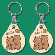 Load image into Gallery viewer, 2pcs Cute Sensor Access Door Card Cover Keychain Elevator Water Drops Round Key Holder, Black, Pink, Wine Red, Pinch Winnie the Pooh, Pinch Strawberry Bear, Purple Rabbit, Cookie Doraemon, Fortune Cat, Circus, Starry Bear, Starry Bunny, Rich Woman Red ...