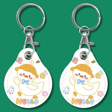 Load image into Gallery viewer, 2pcs Cute Sensor Access Door Card Cover Keychain Elevator Water Drops Round Key Holder, Black, Pink, Wine Red, Pinch Winnie the Pooh, Pinch Strawberry Bear, Purple Rabbit, Cookie Doraemon, Fortune Cat, Circus, Starry Bear, Starry Bunny, Rich Woman Red ...