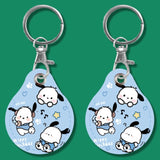 2pcs Cute Sensor Access Door Card Cover Keychain Elevator Water Drops Round Key Holder
