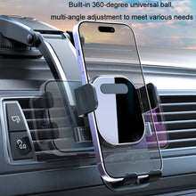 Load image into Gallery viewer, Car Suction Cup Dashboard Automatic Lock Mobile Phone Holder, Glossy Telescopic Base, Glossy Waterfall Base, Brushed Telescopic Base, Brushed Waterfall Base, Black Air Outlet, Orange Air Outlet, Black Telescopic, Orange Telescopic, Black Waterfall     ...