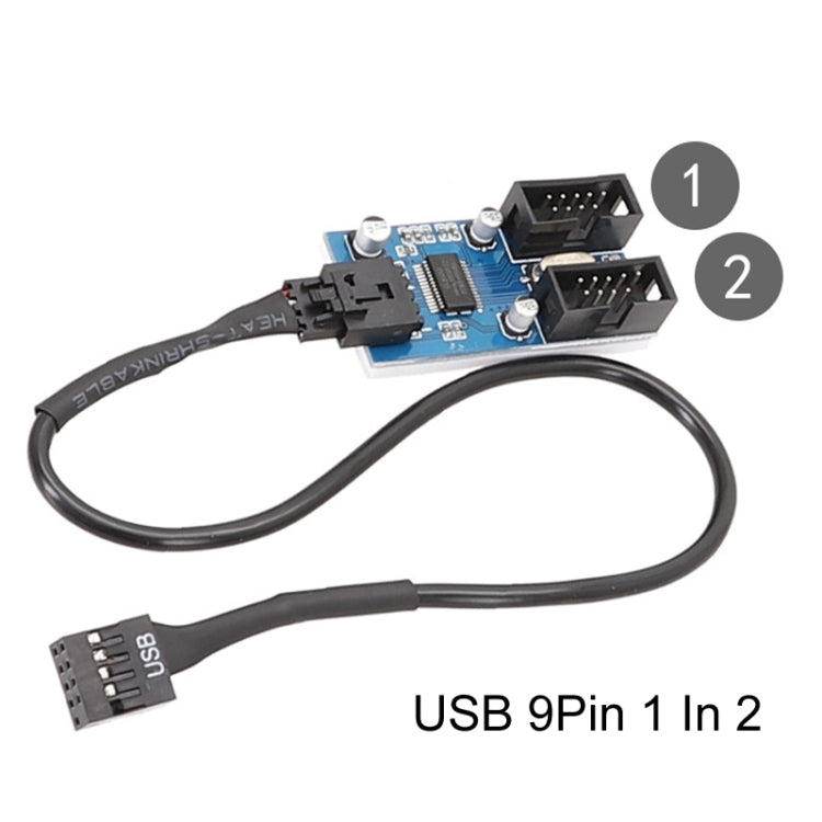 Motherboard 9Pin USB2.0 1 In 2 Extension Cable With Chip Support Multiple Interface For Shared Use, 1 In 2