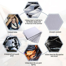 Load image into Gallery viewer, Car Thick Aluminum Foil Hood Heat And Sound Insulation Pad, 250x180x5mm, 250x180x10mm, 400x250x5mm, 400x250x10mm