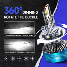 Load image into Gallery viewer, 50W Three-color LED Double Copper Tube Aluminum Alloy Headlight, 9005, 9006, 9012, H1, H4, H7, H11