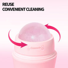 Load image into Gallery viewer, Natural Rose Quartz Face Oil Absorbing Roller Volcanic Stone Facial Skin Repair Cleansing Massager