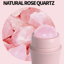 Load image into Gallery viewer, Natural Rose Quartz Face Oil Absorbing Roller Volcanic Stone Facial Skin Repair Cleansing Massager
