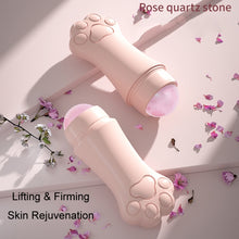 Load image into Gallery viewer, Natural Rose Quartz Face Oil Absorbing Roller Volcanic Stone Facial Skin Repair Cleansing Massager