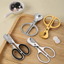 Load image into Gallery viewer, Portable Pill Cutter Stainless Steel Cigar Dispensing Scissors, Oval Handle, Oval Handle+Silicone Case, Round Handle Silver, Round Hanlde Gold