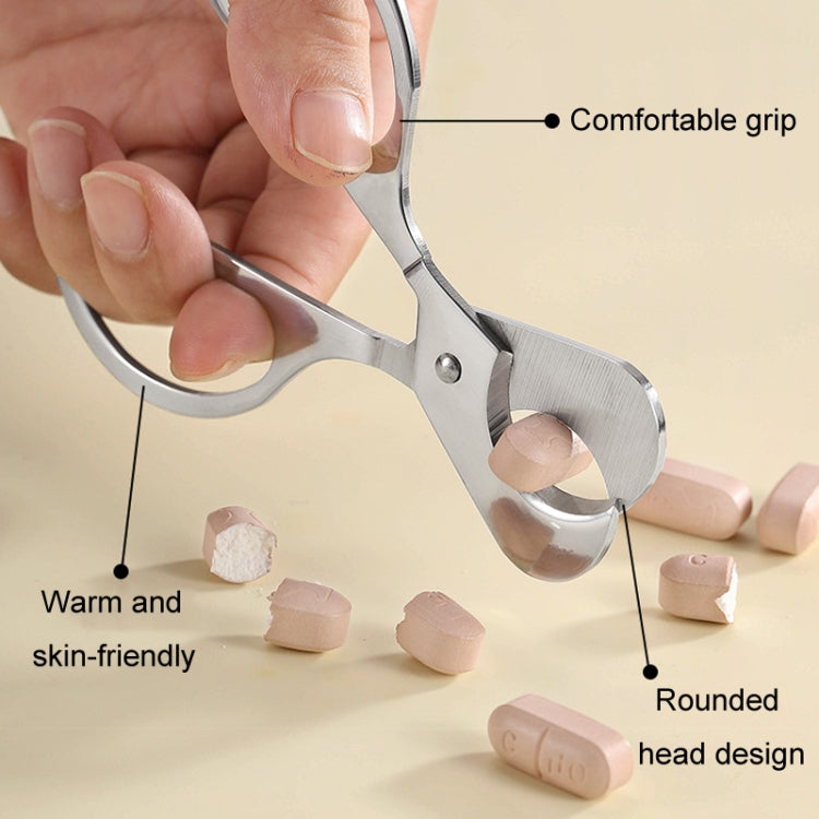 Portable Pill Cutter Stainless Steel Cigar Dispensing Scissors, Oval Handle, Oval Handle+Silicone Case, Round Handle Silver, Round Hanlde Gold