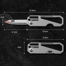Load image into Gallery viewer, Multifunctional Titanium Keychain Outdoor Portable Defense Mini Folding Knife, With Steel Ring, With 1 Titanium Ring, With 2 Titanium Ring