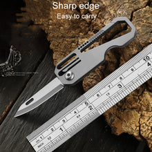 Load image into Gallery viewer, Multifunctional Titanium Keychain Outdoor Portable Defense Mini Folding Knife, With Steel Ring, With 1 Titanium Ring, With 2 Titanium Ring