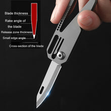 Load image into Gallery viewer, Multifunctional Titanium Keychain Outdoor Portable Defense Mini Folding Knife, With Steel Ring, With 1 Titanium Ring, With 2 Titanium Ring