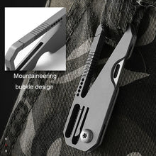 Load image into Gallery viewer, Multifunctional Titanium Keychain Outdoor Portable Defense Mini Folding Knife, With Steel Ring, With 1 Titanium Ring, With 2 Titanium Ring