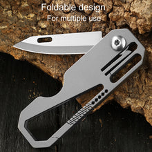 Load image into Gallery viewer, Multifunctional Titanium Keychain Outdoor Portable Defense Mini Folding Knife, With Steel Ring, With 1 Titanium Ring, With 2 Titanium Ring