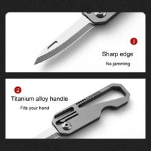 Load image into Gallery viewer, Multifunctional Titanium Keychain Outdoor Portable Defense Mini Folding Knife, With Steel Ring, With 1 Titanium Ring, With 2 Titanium Ring