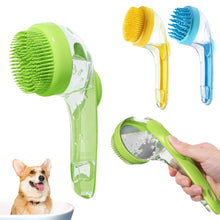 Load image into Gallery viewer, Long Handle Pet Bathing Brush Silicone Dogs Cats Cleaning Massage Brush Grooming Comb, Fine Teeth Yellow, Fine Teeth Blue, Fine Teeth Green, Coarse Teeth Yellow, Coarse Teeth Blue, Coarse Teeth Green