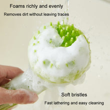 Load image into Gallery viewer, Long Handle Pet Bathing Brush Silicone Dogs Cats Cleaning Massage Brush Grooming Comb, Fine Teeth Yellow, Fine Teeth Blue, Fine Teeth Green, Coarse Teeth Yellow, Coarse Teeth Blue, Coarse Teeth Green