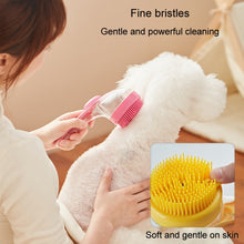 Load image into Gallery viewer, Long Handle Pet Bathing Brush Silicone Dogs Cats Cleaning Massage Brush Grooming Comb, Fine Teeth Yellow, Fine Teeth Blue, Fine Teeth Green, Coarse Teeth Yellow, Coarse Teeth Blue, Coarse Teeth Green